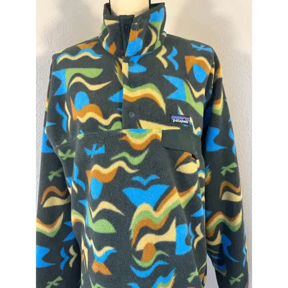Patagonia Synchilla Arctic Collage Northern Green Fleece Pullover M - Picture 4 of 15